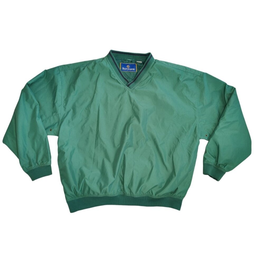 Burry Lane Green Mens XL V-Neck Golf Pullover Windbreaker Jacket Blouson VTG